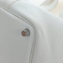 HERMES Picotan Lock PM Hand Bag Taurillon Leather White Silver Auth 204895SAM-11