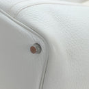 HERMES Picotan Lock PM Hand Bag Taurillon Leather White Silver Auth 204895SAM-13