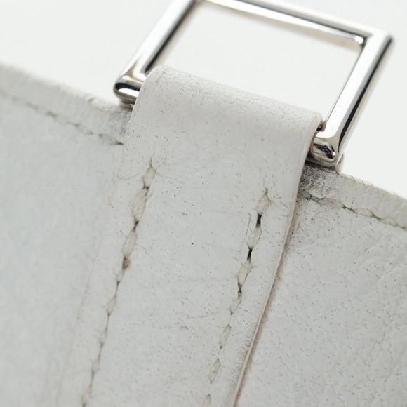 HERMES Picotan Lock PM Hand Bag Taurillon Leather White Silver Auth 204895SAM