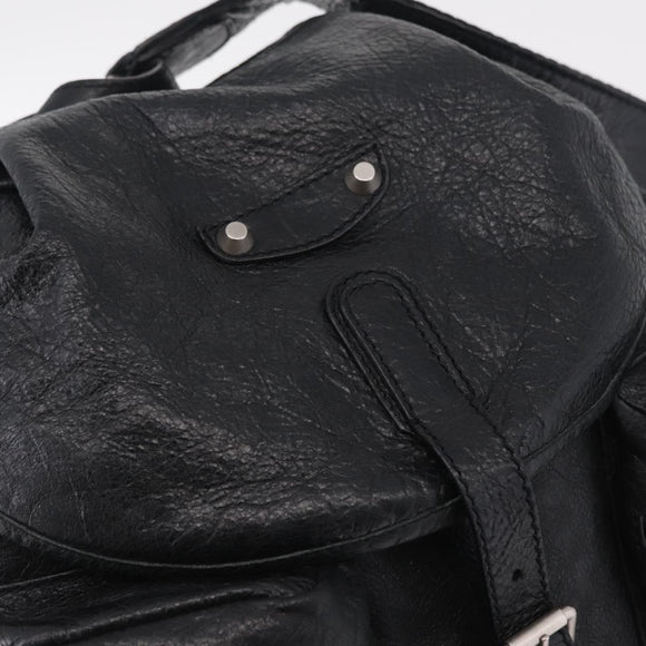 BALENCIAGA Backpack Leather Black Silver 326404 Auth 204900A