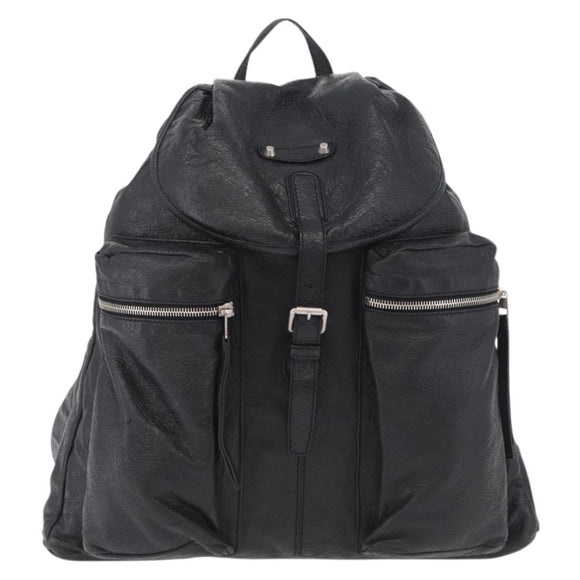 BALENCIAGA Backpack Leather Black Silver 326404 Auth 204900A