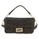 FENDI Zucca Canvas Mamma Baguette Shoulder Bag 2way Brown Black Auth 204902SM-2