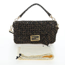 FENDI Zucca Canvas Mamma Baguette Shoulder Bag 2way Brown Black Auth 204902SM-29