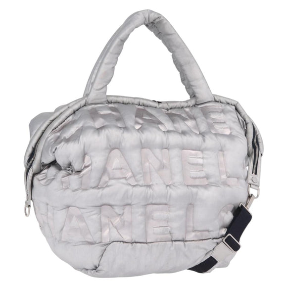 CHANEL Doudoune Coconage Shoulder Bag Coated Canvas 2way Silver CC Auth 204903A
