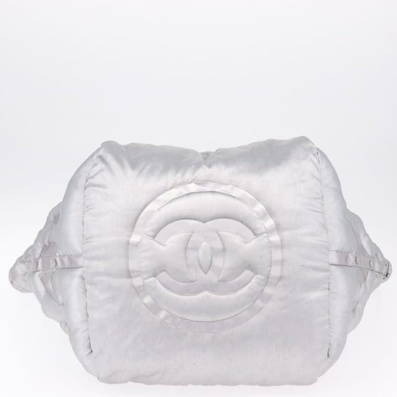 CHANEL Doudoune Coconage Shoulder Bag Coated Canvas 2way Silver CC Auth 204903A