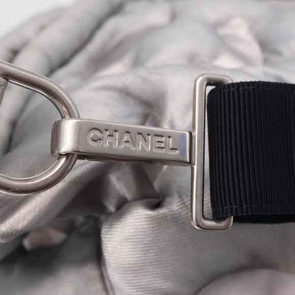 CHANEL Doudoune Coconage Shoulder Bag Coated Canvas 2way Silver CC Auth 204903A