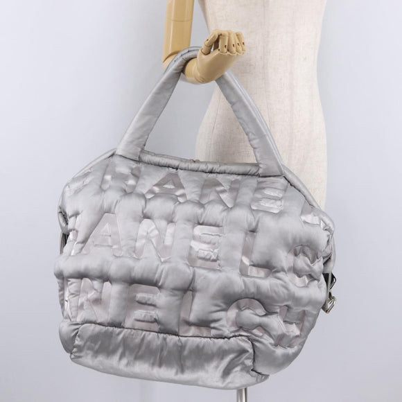CHANEL Doudoune Coconage Shoulder Bag Coated Canvas 2way Silver CC Auth 204903A