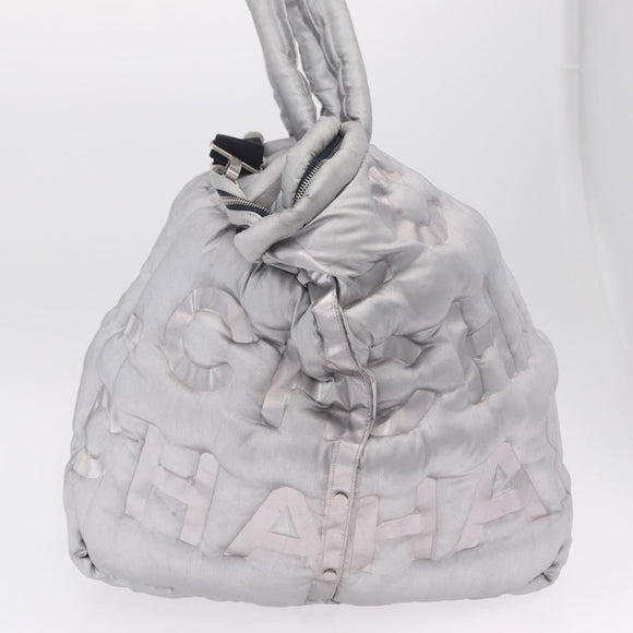 CHANEL Doudoune Coconage Shoulder Bag Coated Canvas 2way Silver CC Auth 204903A