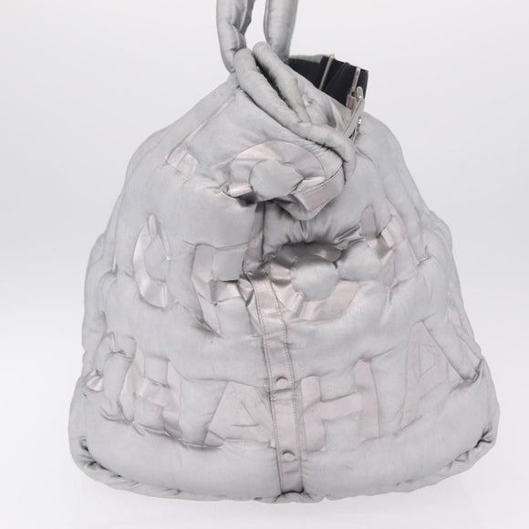 CHANEL Doudoune Coconage Shoulder Bag Coated Canvas 2way Silver CC Auth 204903A