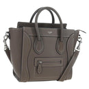CELINE Luggage Nano Hand Bag Leather 2way Gray Silver Auth 204904V-1