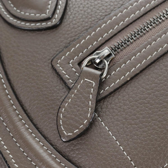 CELINE Luggage Nano Hand Bag Leather 2way Gray Silver Auth 204904V