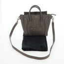 CELINE Luggage Nano Hand Bag Leather 2way Gray Silver Auth 204904V-12