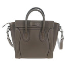 CELINE Luggage Nano Hand Bag Leather 2way Gray Silver Auth 204904V-2
