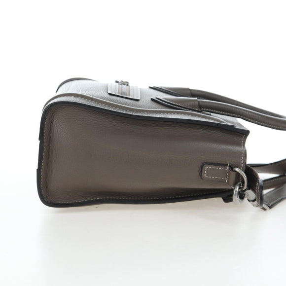 CELINE Luggage Nano Hand Bag Leather 2way Gray Silver Auth 204904V