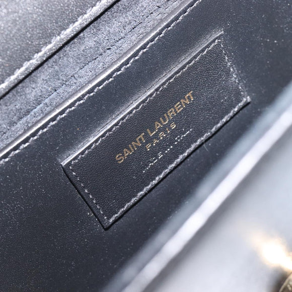 SAINT LAURENT Chain Kate Shoulder Bag Leather Black Gold Auth 204906SAM