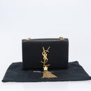 SAINT LAURENT Chain Kate Shoulder Bag Leather Black Gold Auth 204906SAM-26