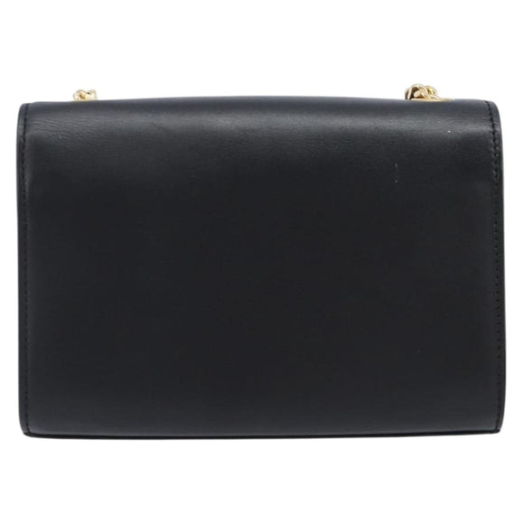 SAINT LAURENT Chain Kate Shoulder Bag Leather Black Gold Auth 204906SAM
