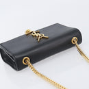 SAINT LAURENT Chain Kate Shoulder Bag Leather Black Gold Auth 204906SAM-6