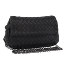 BOTTEGA VENETA INTRECCIATO Chain Shoulder Bag Leather Black Auth 204907A-1