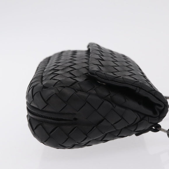 BOTTEGA VENETA INTRECCIATO Chain Shoulder Bag Leather Black Auth 204907A