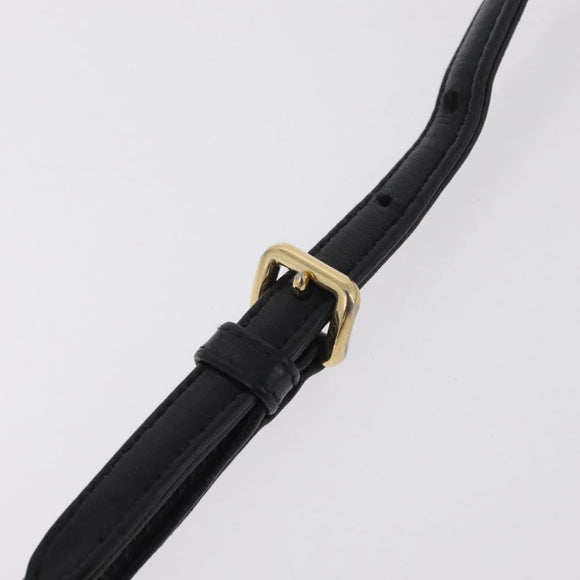 PRADA Gathered Chain Shoulder Bag Leather Black Gold Auth 204909A