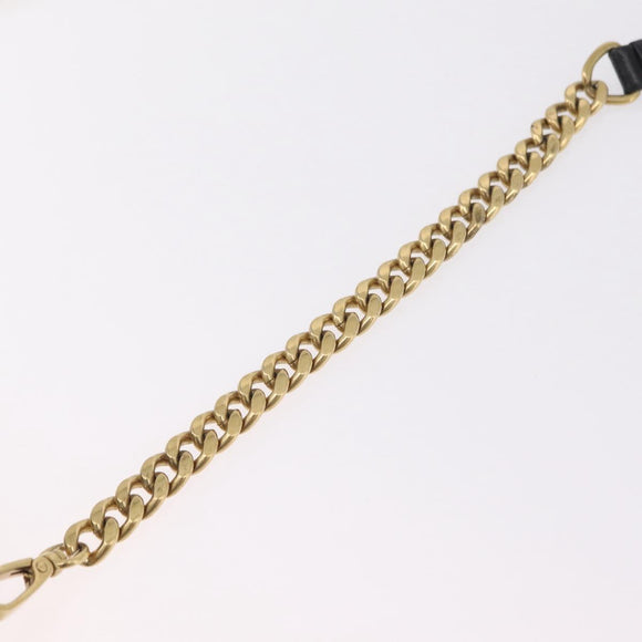 PRADA Gathered Chain Shoulder Bag Leather Black Gold Auth 204909A