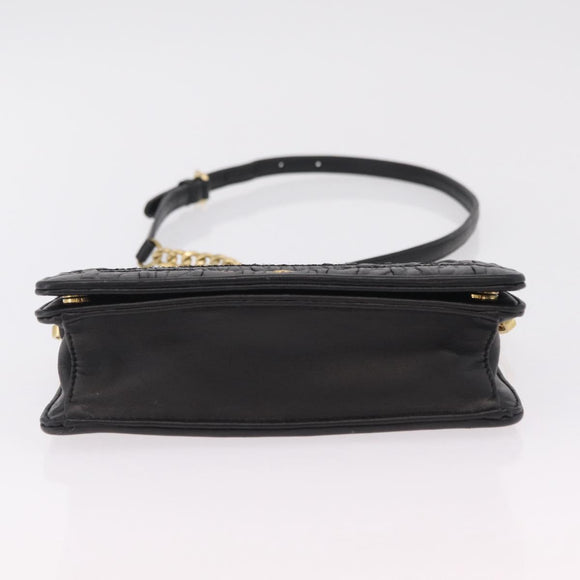 PRADA Gathered Chain Shoulder Bag Leather Black Gold Auth 204909A