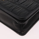 PRADA Gathered Chain Shoulder Bag Leather Black Gold Auth 204909A-16