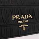 PRADA Gathered Chain Shoulder Bag Leather Black Gold Auth 204909A-19
