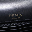 PRADA Gathered Chain Shoulder Bag Leather Black Gold Auth 204909A-21