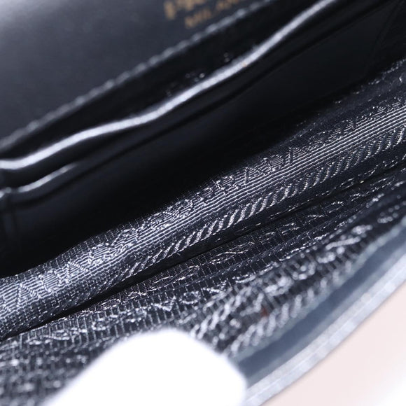 PRADA Gathered Chain Shoulder Bag Leather Black Gold Auth 204909A