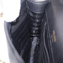 PRADA Gathered Chain Shoulder Bag Leather Black Gold Auth 204909A-23