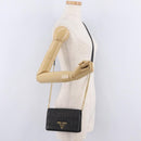 PRADA Gathered Chain Shoulder Bag Leather Black Gold Auth 204909A-25