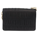 PRADA Gathered Chain Shoulder Bag Leather Black Gold Auth 204909A-2