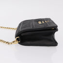 PRADA Gathered Chain Shoulder Bag Leather Black Gold Auth 204909A-4