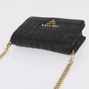 PRADA Gathered Chain Shoulder Bag Leather Black Gold Auth 204909A-6