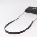 PRADA Gathered Chain Shoulder Bag Leather Black Gold Auth 204909A-7