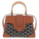 GOYARD Herringbone Saigon Mini Hand Bag PVC 2way Brown Silver Auth 204910SM-13