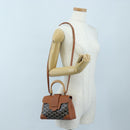 GOYARD Herringbone Saigon Mini Hand Bag PVC 2way Brown Silver Auth 204910SM-24