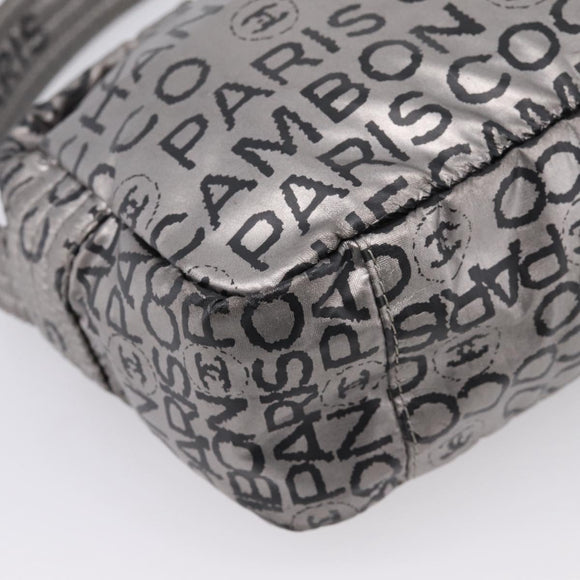 CHANEL Unlimited Shoulder Bag Coated Canvas Silver CC Auth 204911
