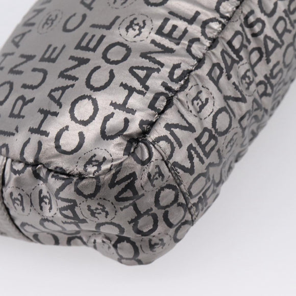 CHANEL Unlimited Shoulder Bag Coated Canvas Silver CC Auth 204911