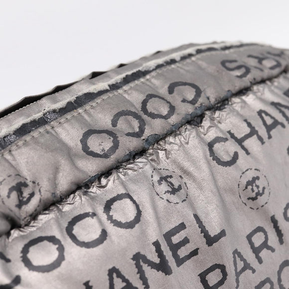 CHANEL Unlimited Shoulder Bag Coated Canvas Silver CC Auth 204911