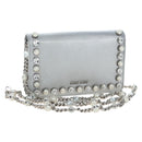 Miu Miu Chain Shoulder Bag Leather Silver Auth 204916M-1
