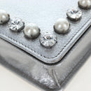 Miu Miu Chain Shoulder Bag Leather Silver Auth 204916M-15