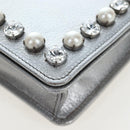 Miu Miu Chain Shoulder Bag Leather Silver Auth 204916M-16