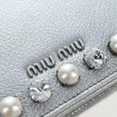 Miu Miu Chain Shoulder Bag Leather Silver Auth 204916M-19