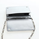 Miu Miu Chain Shoulder Bag Leather Silver Auth 204916M-8