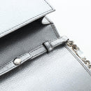 Miu Miu Chain Shoulder Bag Leather Silver Auth 204916M-21