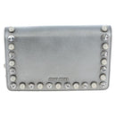 Miu Miu Chain Shoulder Bag Leather Silver Auth 204916M-13