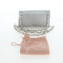 Miu Miu Chain Shoulder Bag Leather Silver Auth 204916M-12